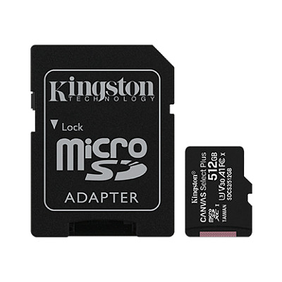 Карта памяти Kingston 512 GB microSDXC Class 10 UHS-I U3 + SD Adapter (SDCS2/512GB)