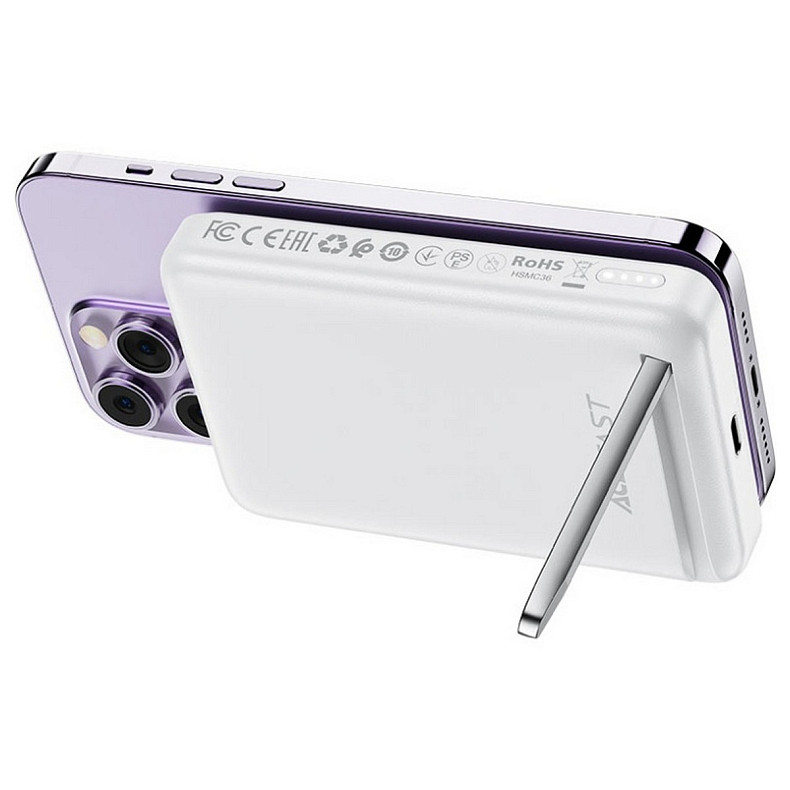 УМБ Acefast Magnetic Wireless 10000mAh 20W PD, QC 3.0, QI 20W M6 White