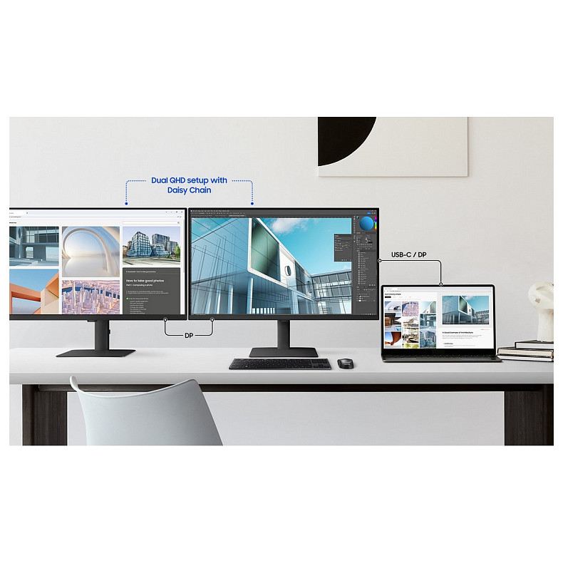 Монітор Samsung 27" S60UD HDMI, DP, USB, USB-C, MM, IPS, 2560x1440, 100Hz, 1ms