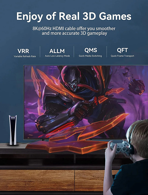 Кабель Vention HDMI M - M, 1.5 м, V2.1, 8K 60Гц обплетення, Blue Aluminum Alloy Type