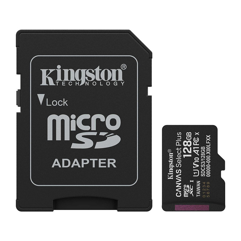 Карта пам'яті Kingston microSD 128GB C10 UHS-I A1 V10 R150MB/s + SD (SDCS3/128GB)