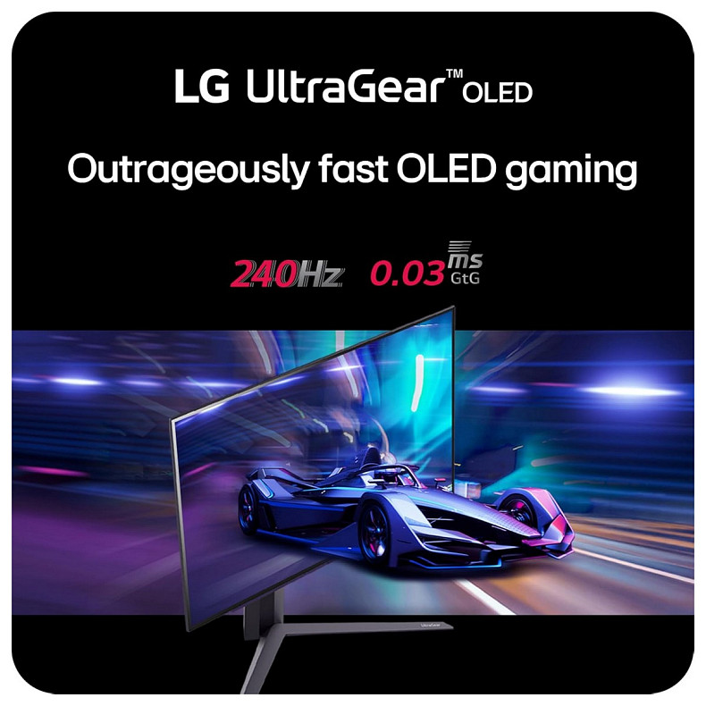 Монітор LG 27" 27GS95QE-B 2xHDMI, DP, USB, Audio, OLED, 2560x1440, 240Hz, 0.03ms, DCI-P3 98.5%, G-SY