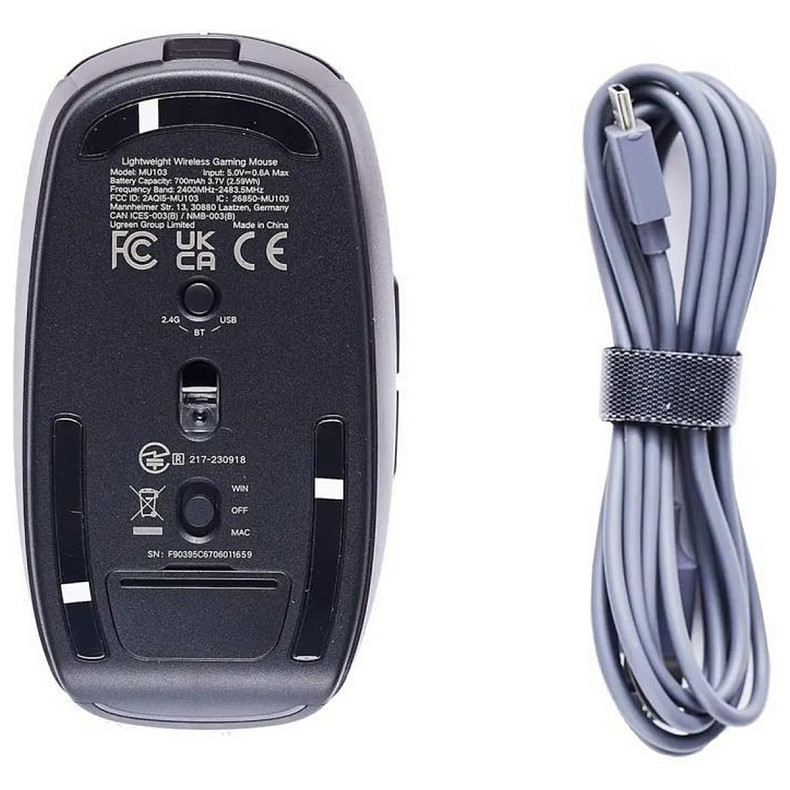 Мишка UGREEN MU103 Bluetooth, 5000dpi., 6кн., Чорна