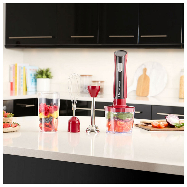 Блендер Russell Hobbs погружной Desire Red, 500Вт, чаша-500мл, венчик, мини-изд., красный