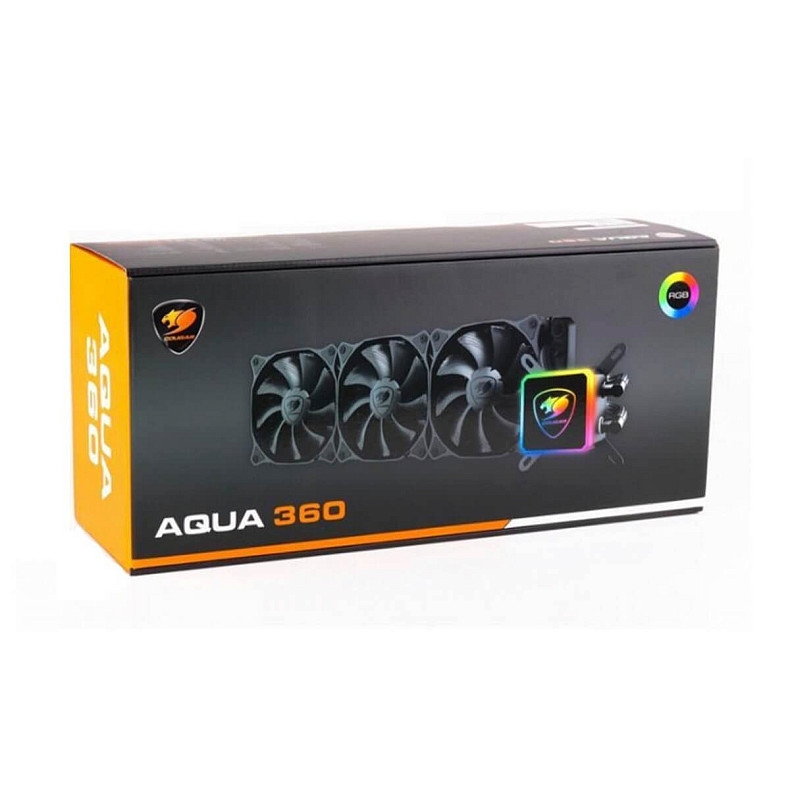 Система водяного охлаждения Cougar Aqua 360 RGB, Intel:775/1155/1156/1366/2011/2066, AMD:AM4/FM2/FM1/AM3+/AM3/AM2+/AM2, 394х120х27мм, 4-pin