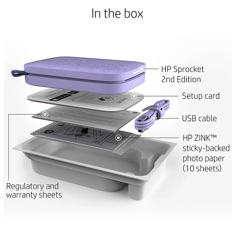 Фотопринтер HP Sprocket 2x3 Lilac (HPISPPR)