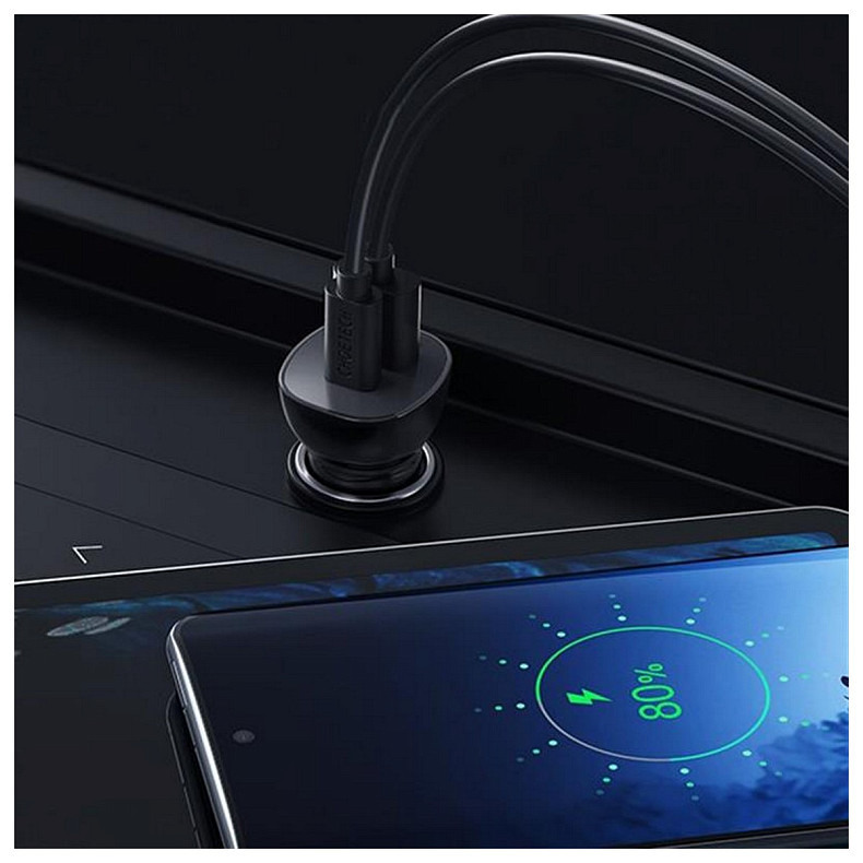 Автомобільний зарядний пристрій Choetech (1USB Type C; 1USB) 38W PD3.0 QC3.0 Black (TC0005)