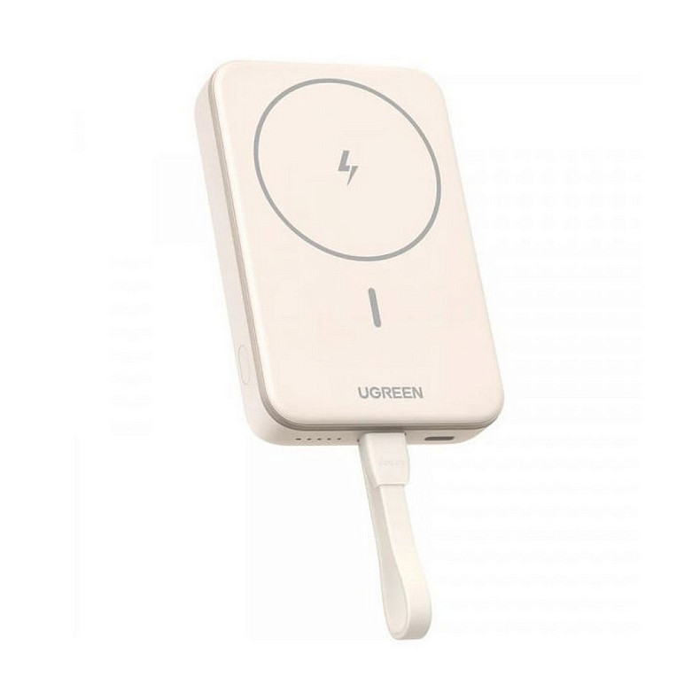 Універсальна мобільна батарея Ugreen Magnetic Wireless 10000 mAh 20W Build-in USB-C Cable (PB760) білий