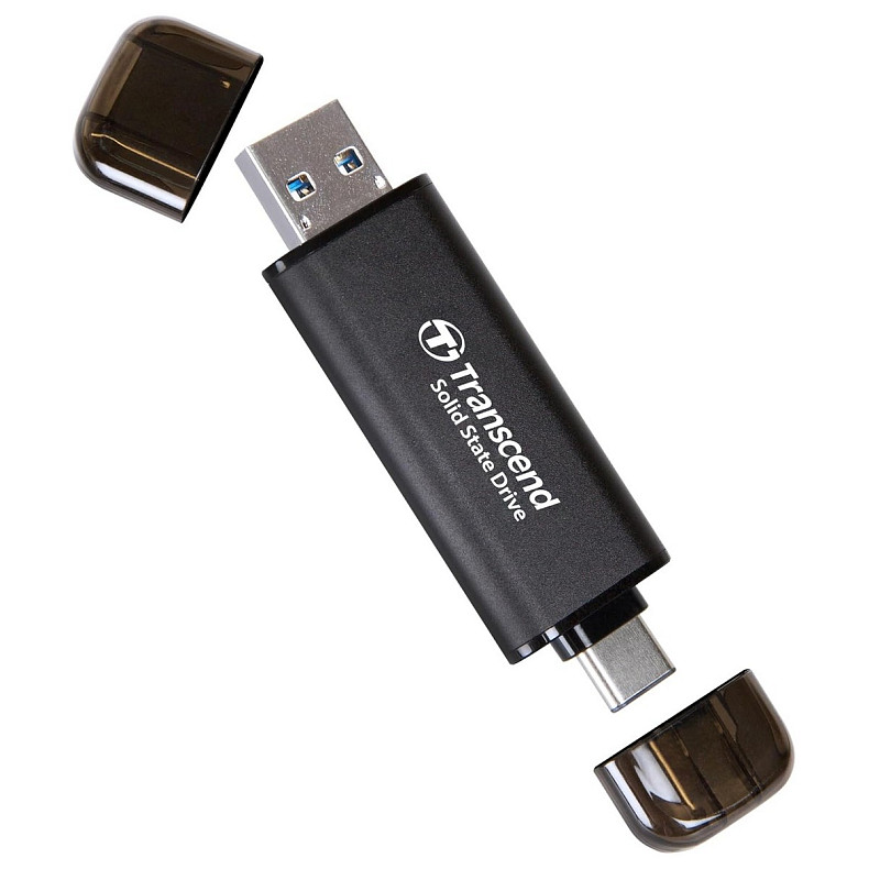 Портативний SSD Transcend 2TB USB 3.1 Gen 2 Type-A + Type-C ESD310 Чорний