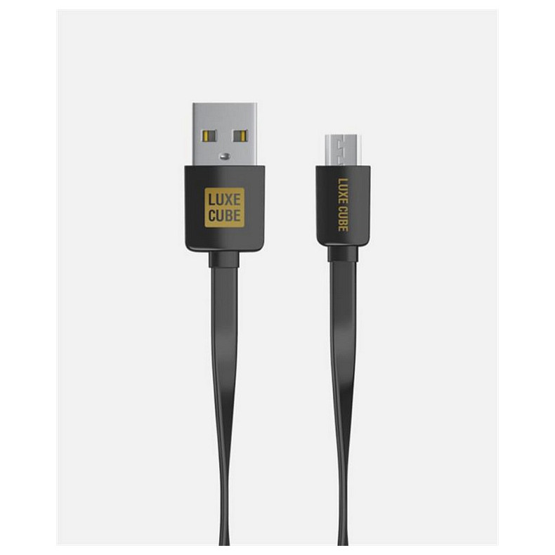 Кабель Luxe Cube Flat USB-USB Type C, 1м, чорний (8886668688895)