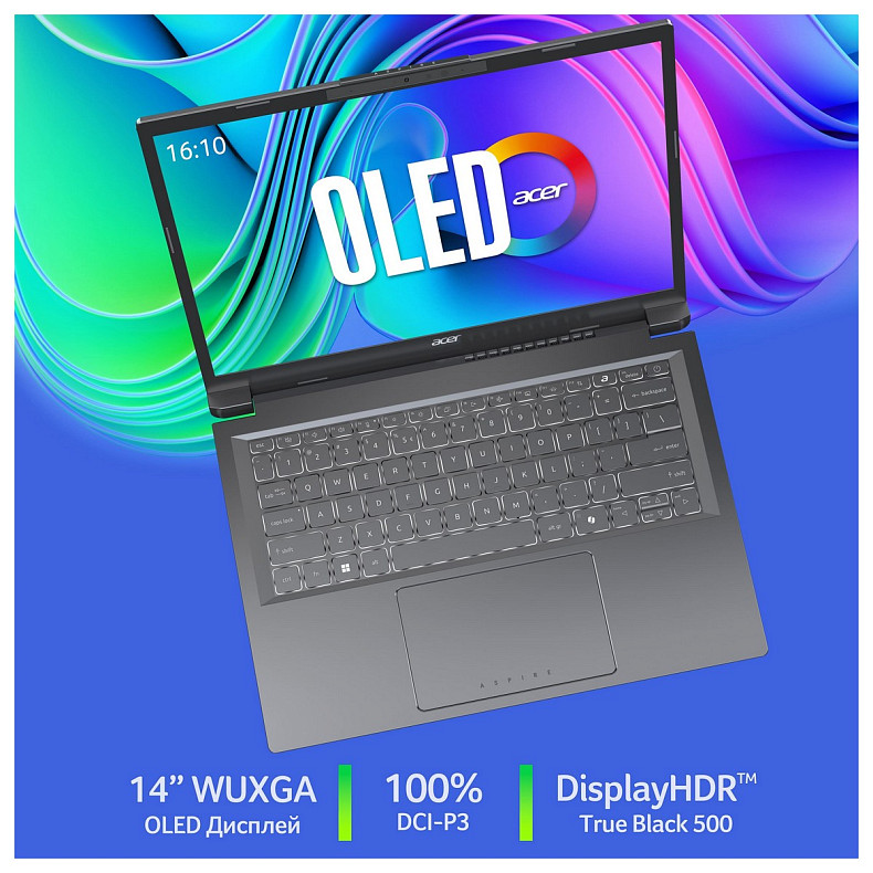 Ноутбук Acer Aspire 14 A14-52M 14" WUXGA OLED, Intel U7-258V, 32GB, F1TB, UMA, Win11, сірий