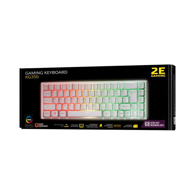 Клавіатура 2E Gaming KG350UWT RGB Ukr White USB (2E-KG350UWT)