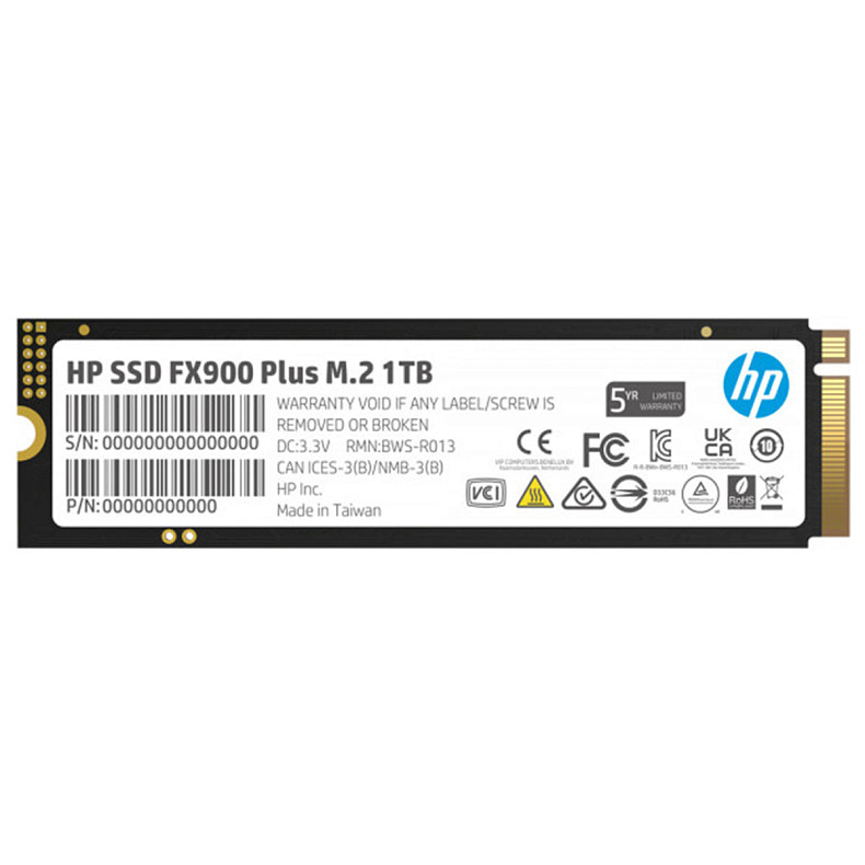 SSD накопичувач 1TB HP FX900 Plus M.2 2280 PCI Ex Gen4 x4 3D NAND, Retail (7F617AA)