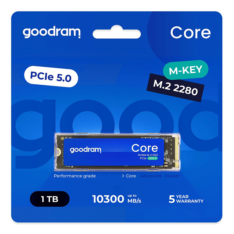 SSD диск Goodram Core M.2 2280 PCIe 5.0 x4 NVMe 1TB (SSDR-GRC01-1K0-80)