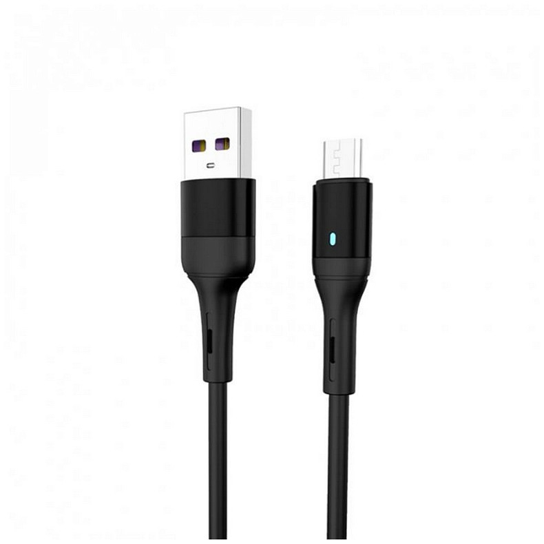 Кабель SkyDolphin S06V LED Smart Power USB - microUSB 1м, Black (USB-000559)