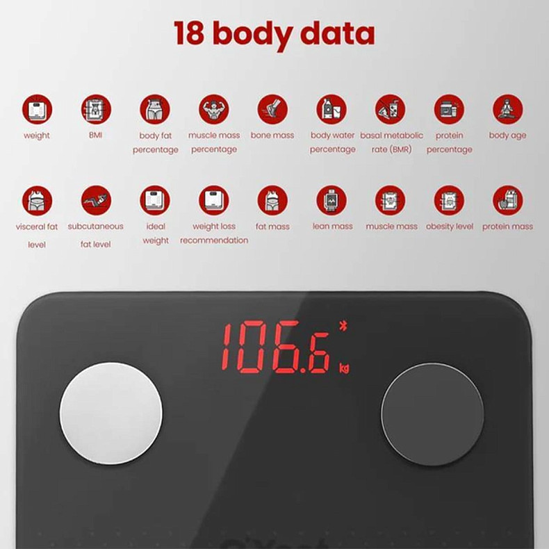 Смарт ваги торгової марки OYEET колір темно-сірий (BS-OY01)