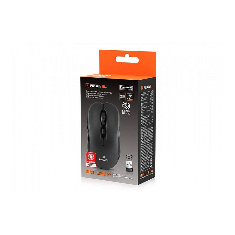 Мышь беспроводная REAL-EL RM-331W Black