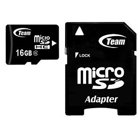 Карта памяти TEAM microSDHC 16GB Class 6+adapter (TUSDH16GCL603)