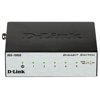 Коммутатор D-Link DGS-1005D 5xGE, Desktop металл, неуправляемый