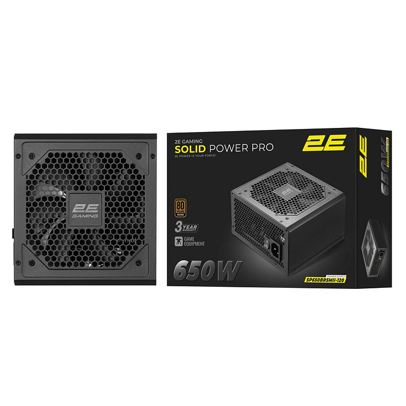 Блок питания 2E GAMING Solid Power ATX3.1 GEN5.0 (650W), >85%, 80+ Bronze, 120мм, 1xMB 24pin(2