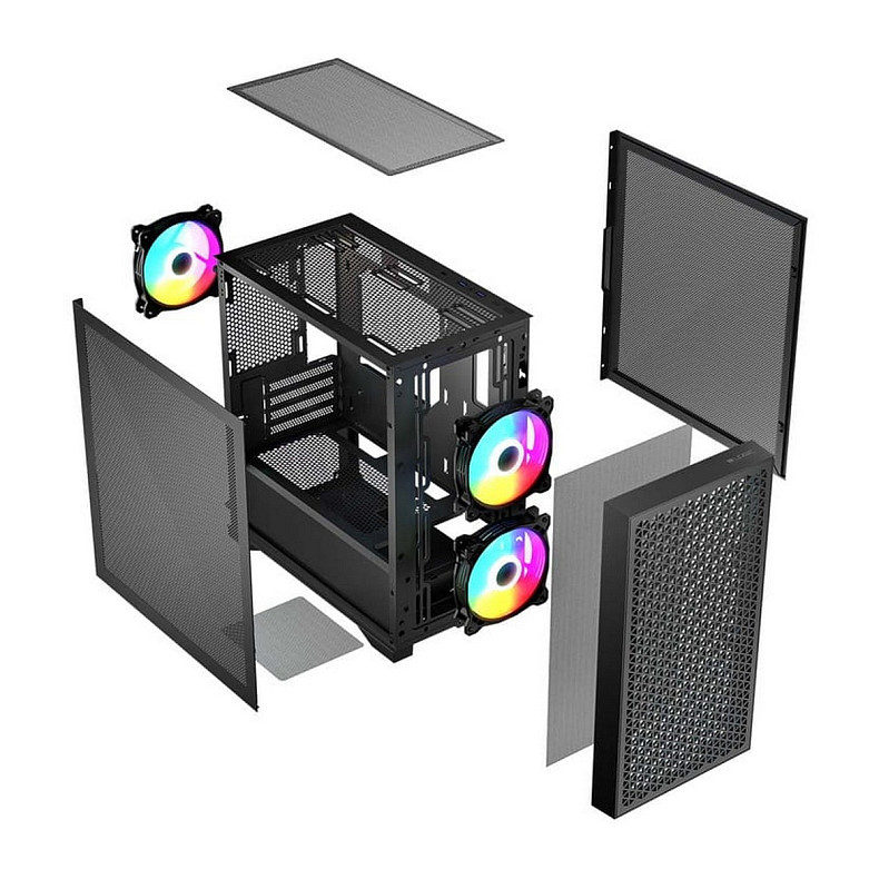 Корпус LogicConcept dart pro argb mini black mesh fans 3x120mm без БЖ mATX