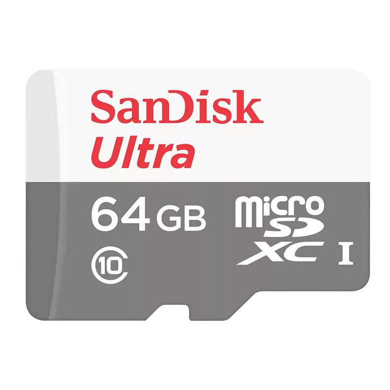 Карта пам'яті SanDisk MicroSDXC 64GB UHS-I Class 10 Ultra R100/W10MB/s + SD-адаптер (SDSQUNR-064G-GN3