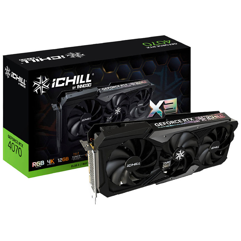 Відеокарта INNO3D GeForce RTX 4070 12Gb GDDR6X iChill X3 (C40703-126XX-186148H)