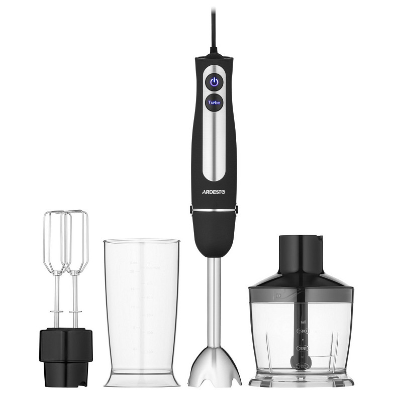 Блендер Ardesto занурювальний HBG-800BDWHCH, 800Вт, 3в1, чаша-600мл, чорно-сріблястий