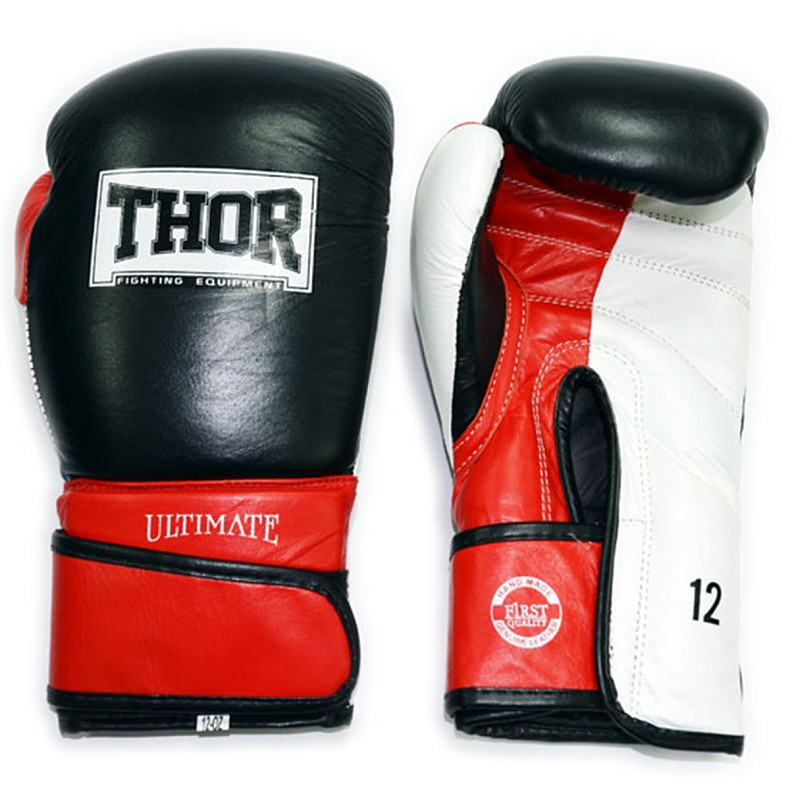 Рукавички боксерські THOR ULTIMATE 14oz /Шкіра/біло-чорно-червоні