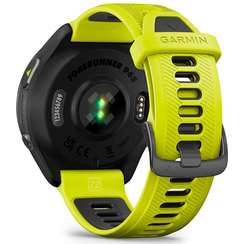 Спортивные часы Garmin Forerunner 965 Carbon Gray DLC Titanium Bezel with Black Case and Amp Yellow/Black Silicone Band