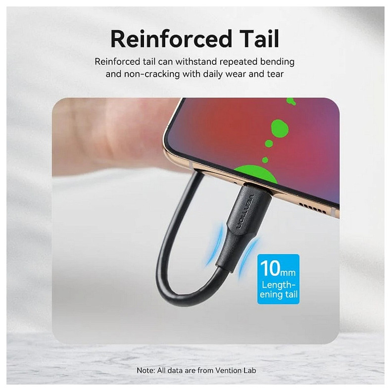 Кабель USB 2.0 AM-Type-C M, 1.5 м, 3.0A, (18W) PVC чорний Vention