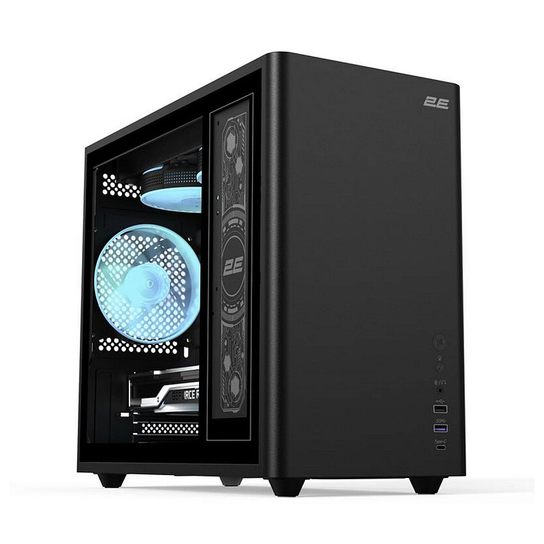 Корпус 2E Credo Plus V350BG, без БЖ, 1xUSB3.0, 1xUSB2.0, 1xUSB Type-C, 3x120мм ARGB, VGA 350мм