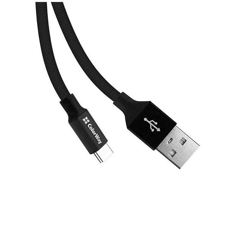 Кабель ColorWay USB-Type-C 2.4А, 0.25м, Black (CW-CBUC048-BK)