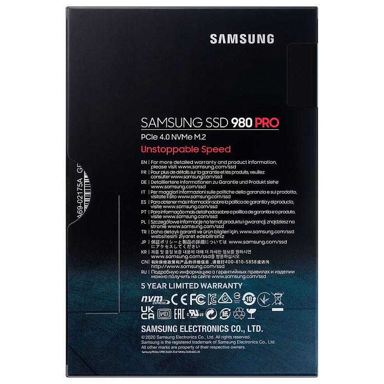 SSD диск Samsung 980 PRO 1ТB M.2 PCIe 4.0 x4 NVMe V-NAND MLC (MZ-V8P1T0BW)