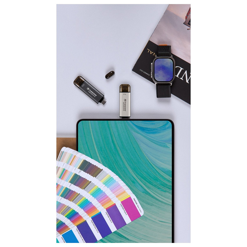 Портативний SSD Transcend 512GB USB 3.1 Gen 2 Type-A + Type-C ESD310 Чорний