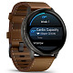 Смарт-годинник GARMIN Venu 4 45 mm Slate with Black Silicone Band and Brown Leather Band (010-03014-03)