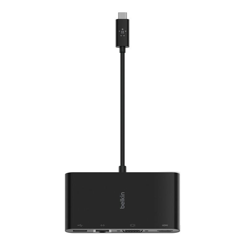 Адаптер Belkin USB-C - Ethernet, HDMI, VGA, USB-A, black (AVC005BTBK)