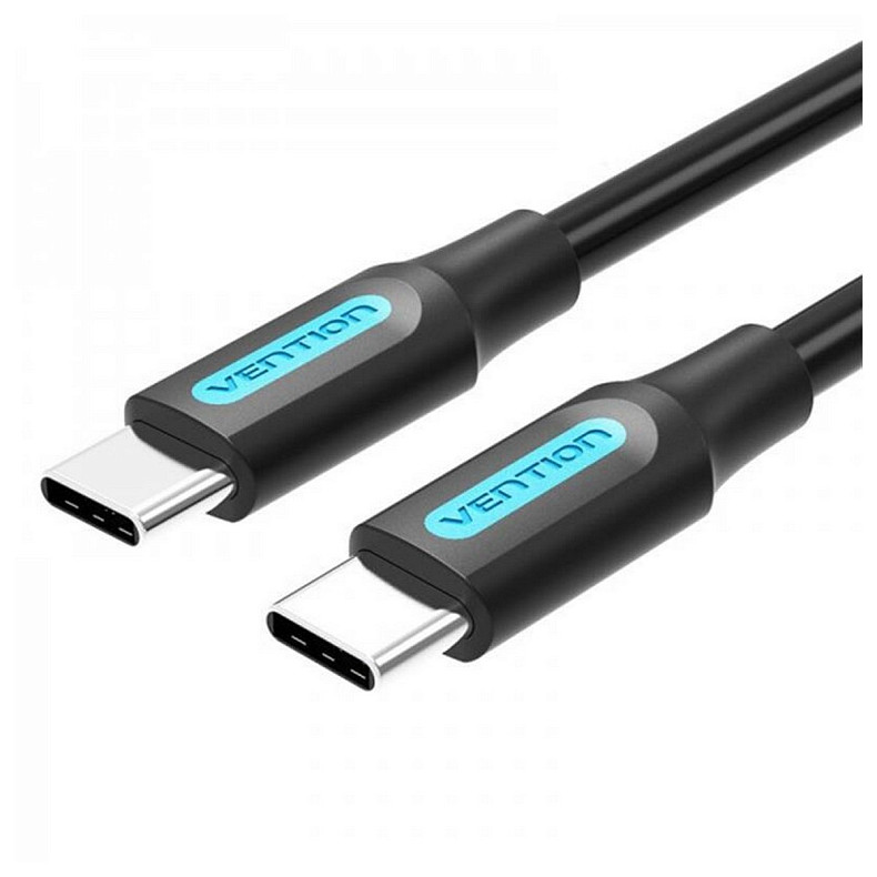 Кабель Vention USB Type-C - USB Type-C TPE Round PD 60W, 3A, 2m, Black (COSBH)