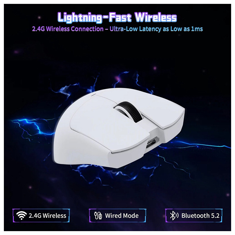 Мышка Attack Shark X11SE, Wireless/Bluetooth, 22000dpi. (PAW3311), 6кн., White