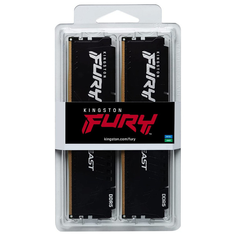 ОЗУ Kingston DDR5 16GB KIT (8GBx2) 5600 FURY Beast Black (KF556C40BBK2-16)