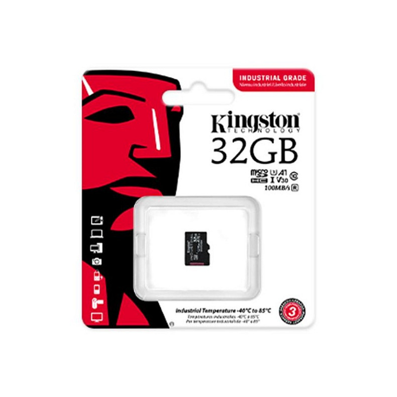 Карта памяти Kingston 32GB MicroSDHC UHS-I/U3 Class 10 Industrial (SDCIT2/32GBSP)