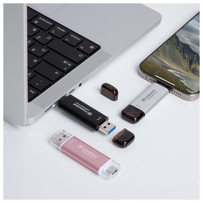 Портативний SSD Transcend 1TB USB 3.1 Gen 2 Type-A + Type-C ESD310 Чорний