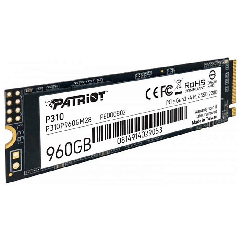 SSD диск Patriot P310 M.2 2280 PCIe NVMe 3.0 x4 TLC (P310P960GM28) 960GB