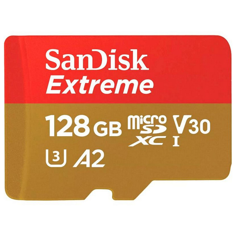 Карта пам'яті MicroSDXC 128GB UHS-I U3 R190/W90MB/s SanDisk Extreme V30 + SD-адаптер (SDSQXAA-128G-GN