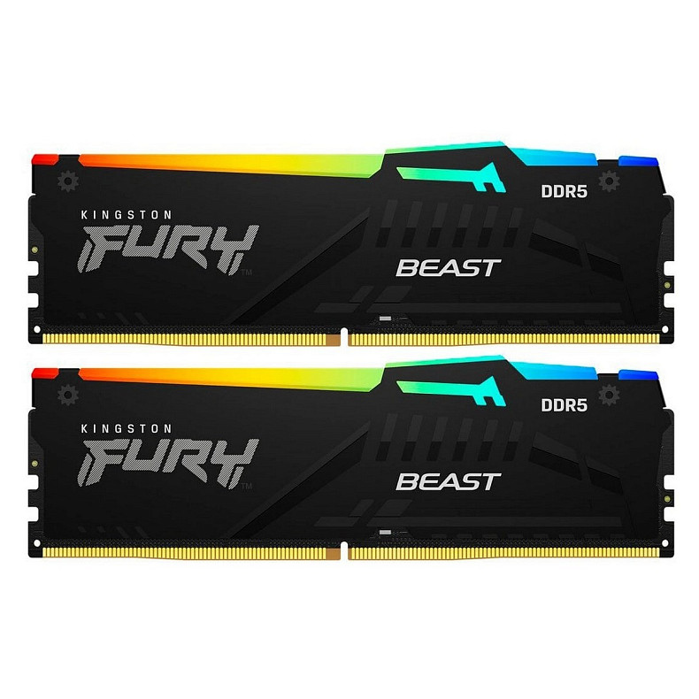 ОЗП Kingston Fury Beast RGB Black 2x32GB 5200 DDR5 (KF552C40BBAK2-64)