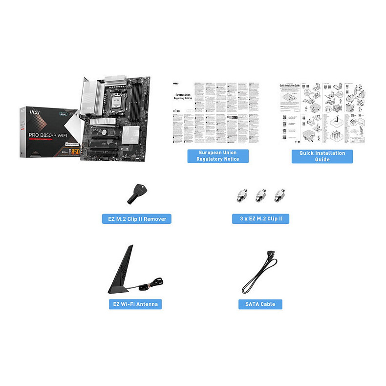 Материнcька плата MSI PRO B850-P WIFI sAM5 B850 4xDDR5 M.2 HDMI Wi-Fi BT ATX