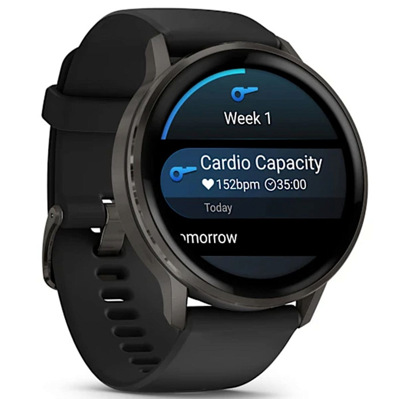 Смарт-годинник GARMIN Venu 4 45 mm Slate with Black Silicone Band (010-03014-00)