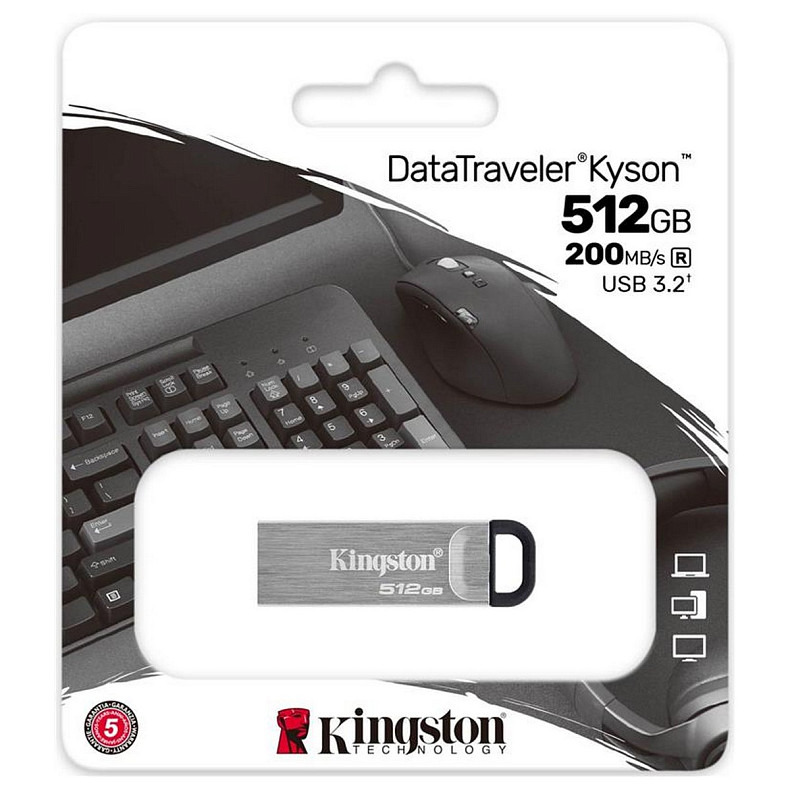 Флеш-накопитель Kingston DataTraveler Kyson USB3.2 512GB Silver/Black (DTKN/512GB)