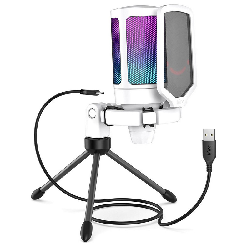 Микрофон Fifine RGB AmpliGame A6VW White