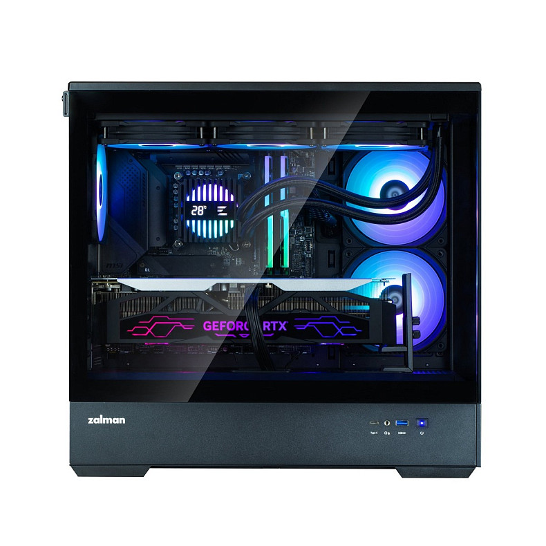 Корпус Zalman P30 Black V2, без БЖ, 1xUSB3.0, 1хUSB Type-C, 3x120мм ARGB, TG Front/Side Panel, mATX,